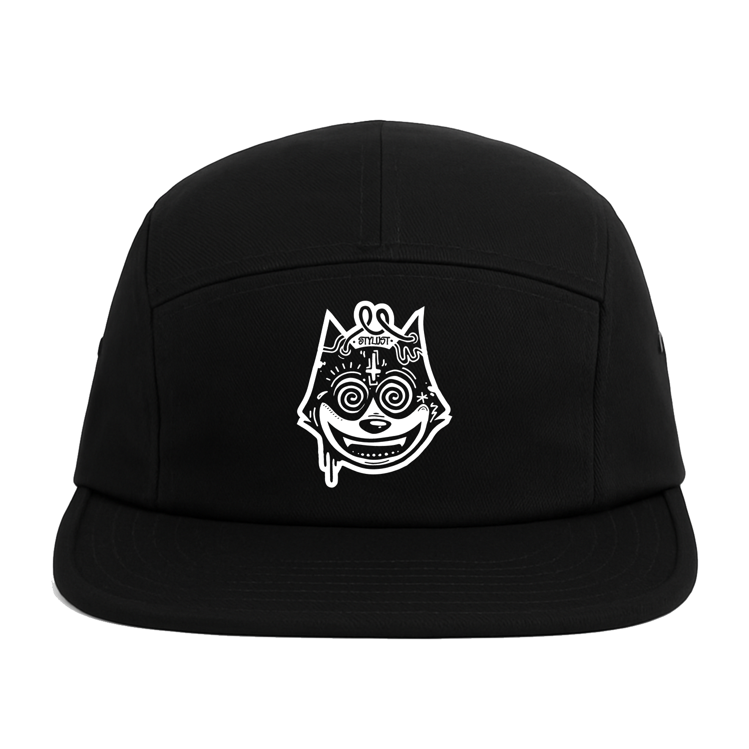 Stylust Berk Trapcat 5-Panel Cotton Twill Camper Hat (Khaki/Stone Grey/Black)