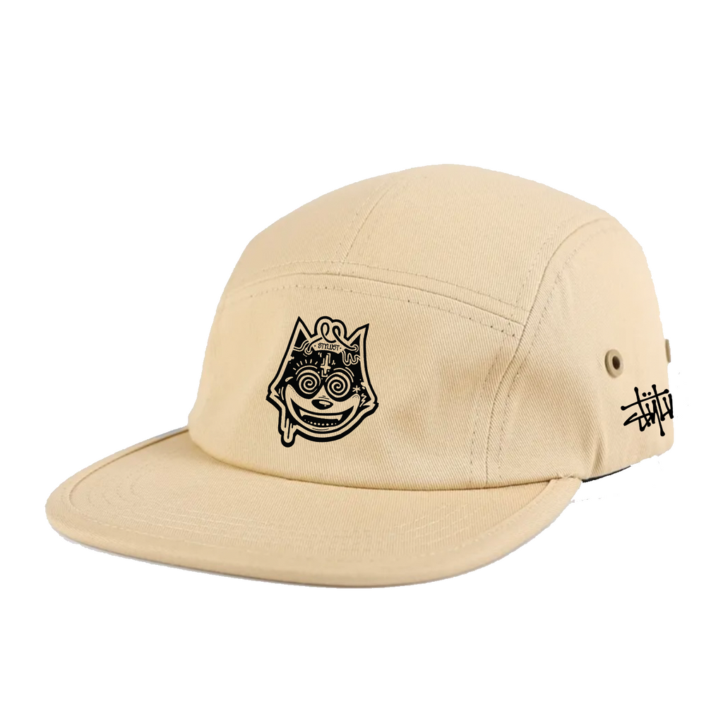 Stylust Berk Trapcat 5-Panel Cotton Twill Camper Hat (Khaki/Stone Grey/Black)