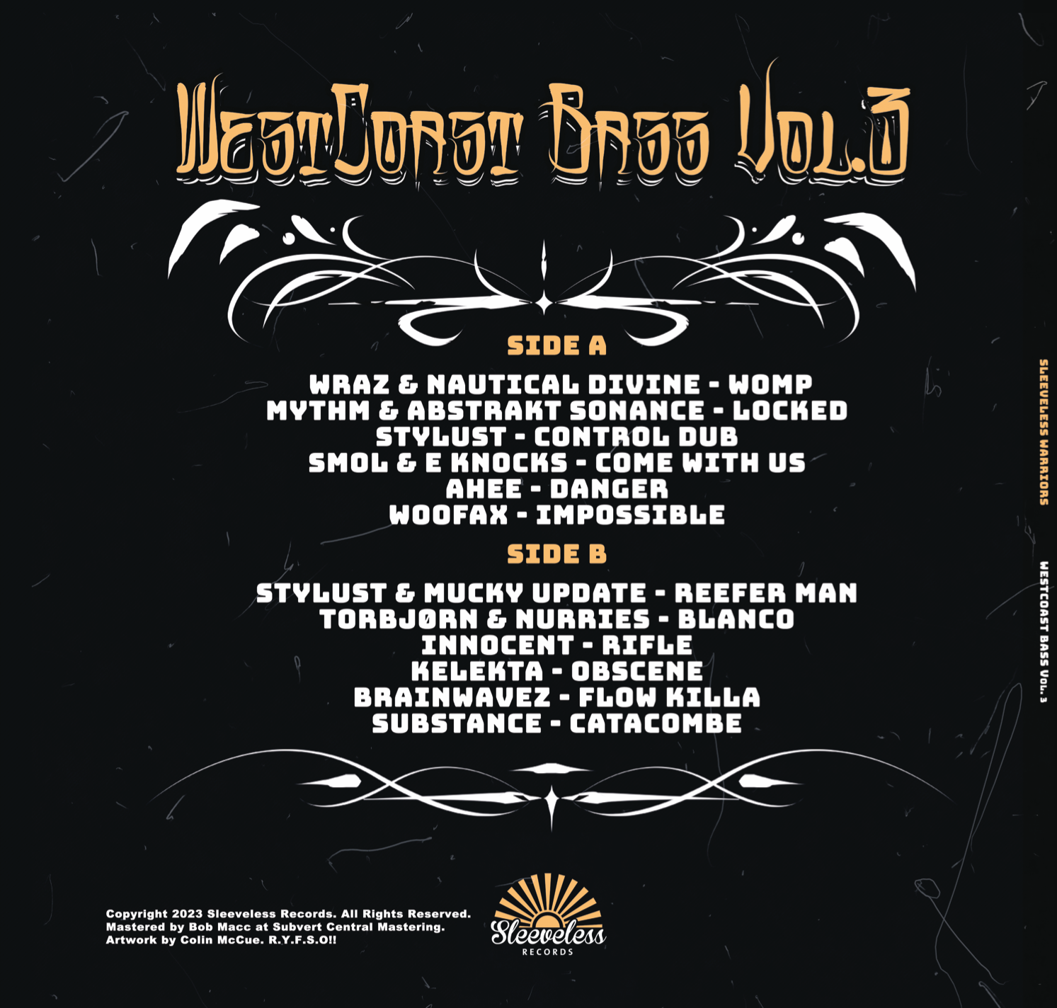 Sleeveless Warriors : West Coast Bass Vol 3 VINYL Record. Army Green Marbled Collectors Edition!