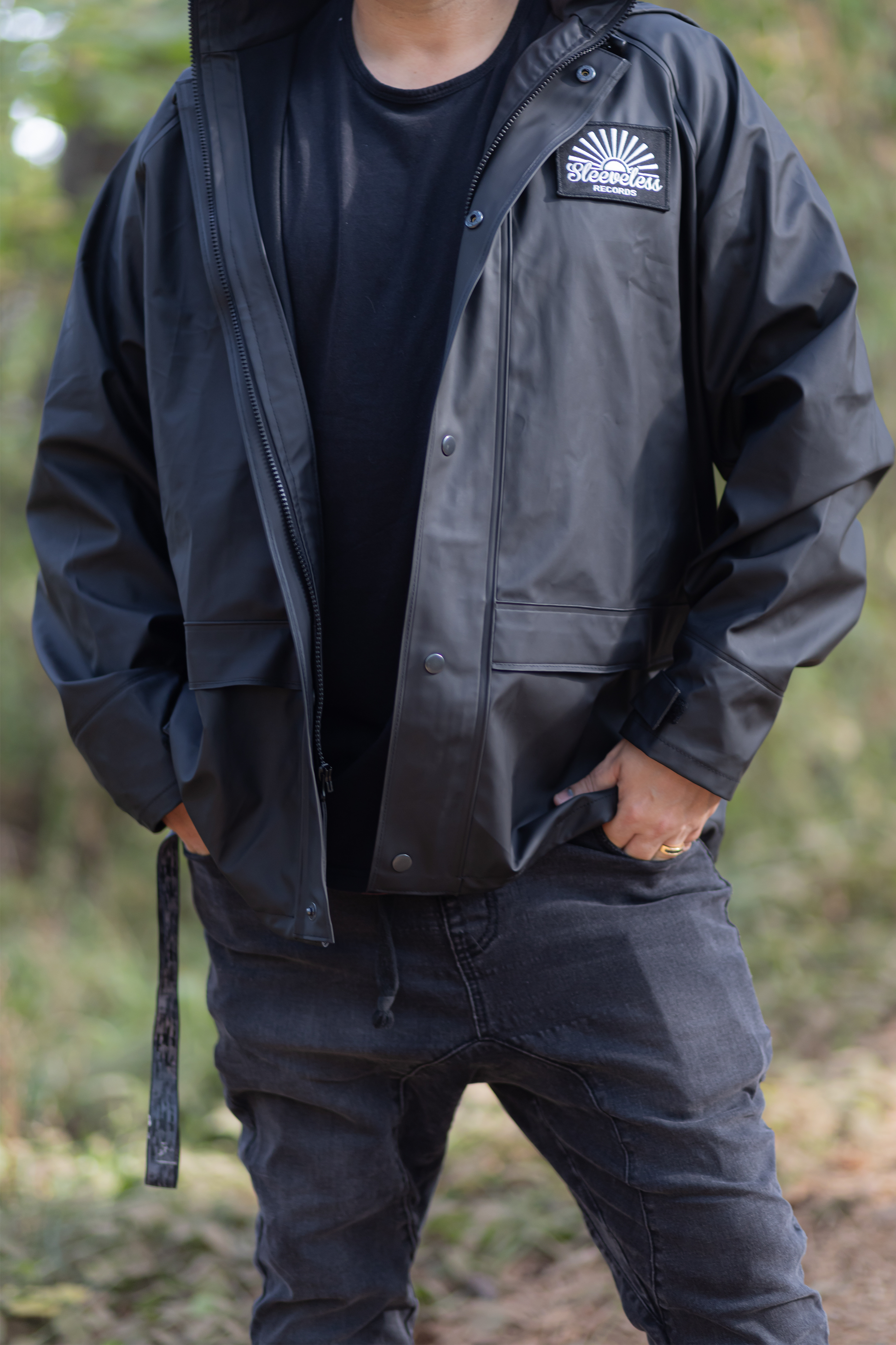 Heavy Duty Sleeveless Records Rain Jacket